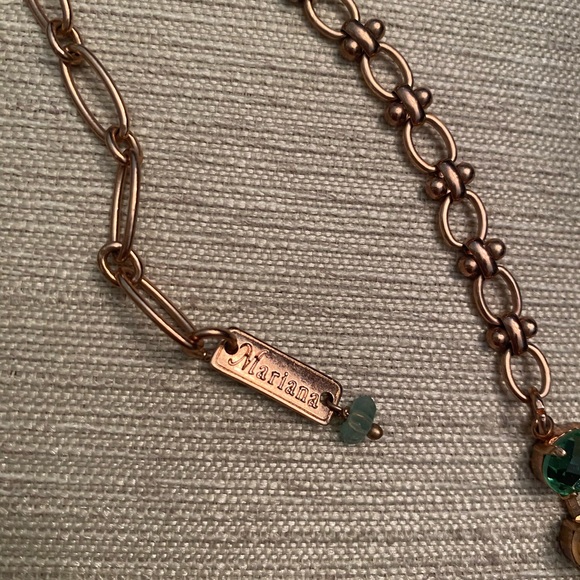 Mariana Gold and Teal Crystal Necklace - Picture 2 of 4